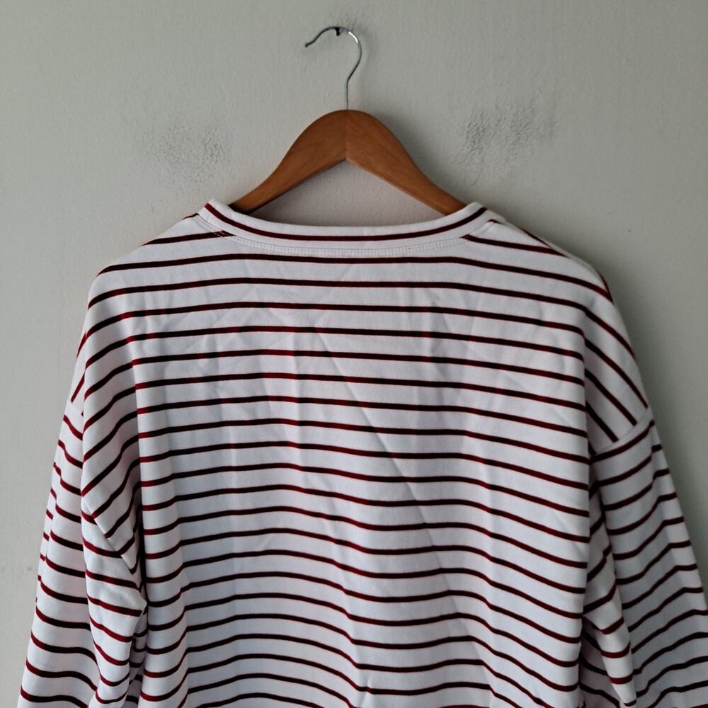 NWT J. Crew Striped Le Weekend Graphic Loose Sweatshirt Red White Womens Size XL - Picture 7 of 13